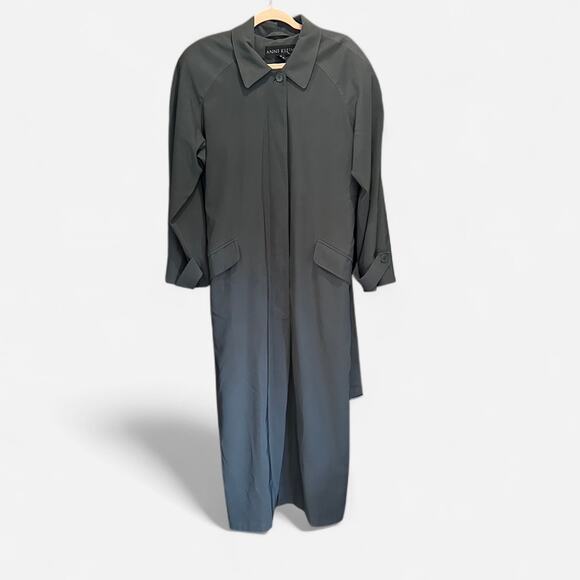 Vintage Classic Charcoal Gray Anne Klein Belted Trench Coat Effortless Classic - Picture 3 of 10